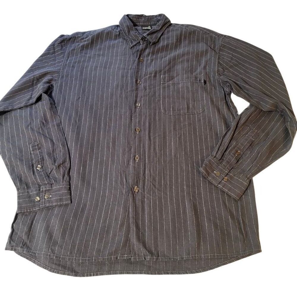 Weekendz off long sleeve stripe texture  button down pocket shirt XL